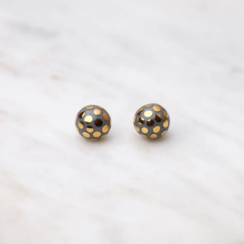 Grey Ladybug Stud Earrings