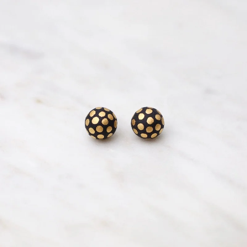 Matte Black Ladybug Stud Earrings