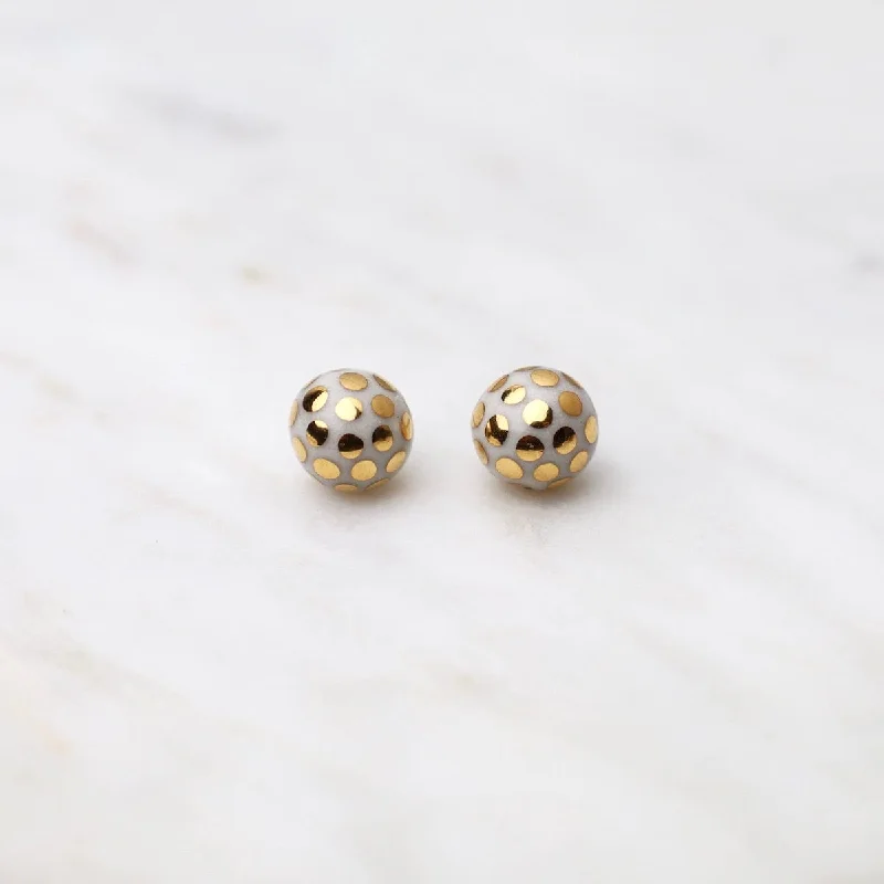 White Ladybug Stud Earrings