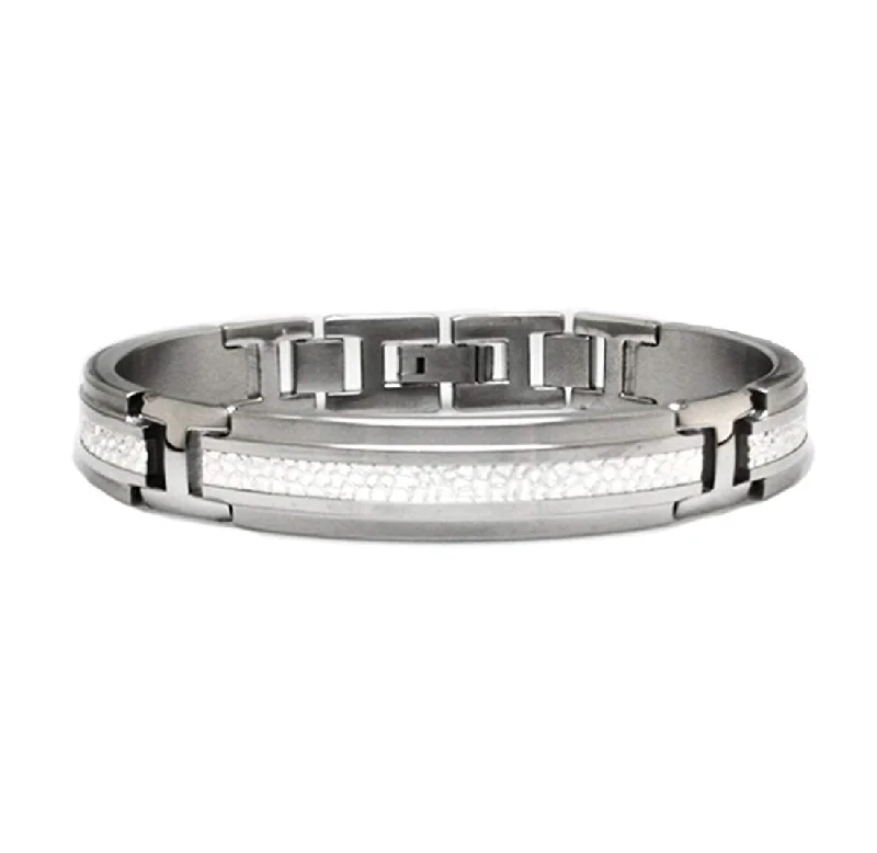 Men's Mediterranean Collection Gray Titanium Sterling Silver Bracelet, 8" (13MM)