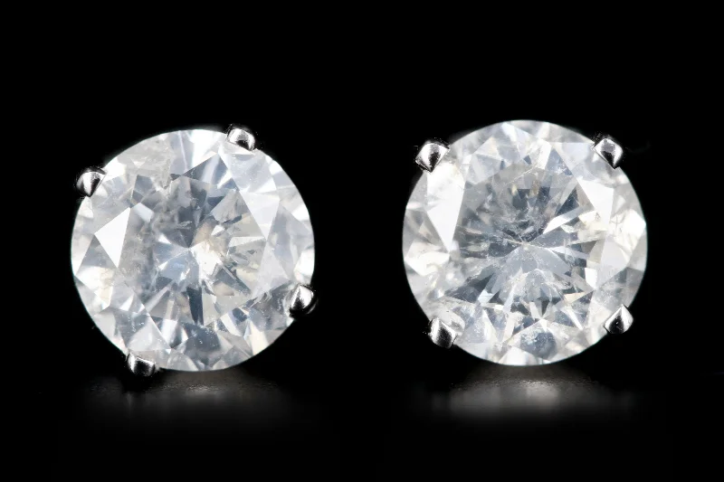 Modern 14K White Gold .85 Carat Diamond Studs