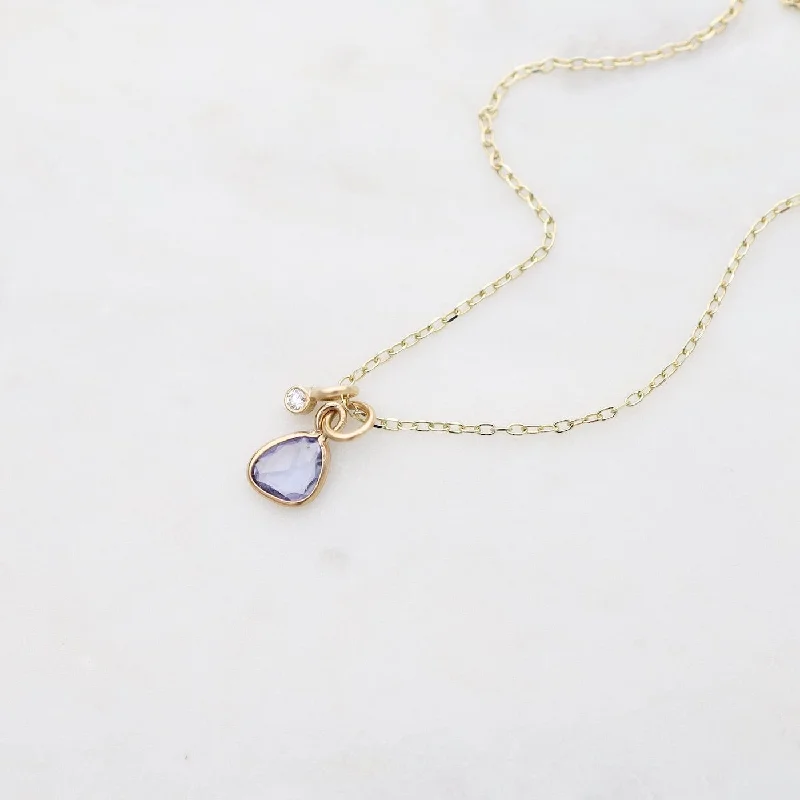 Rose Cut Sapphire & White Diamond Necklace