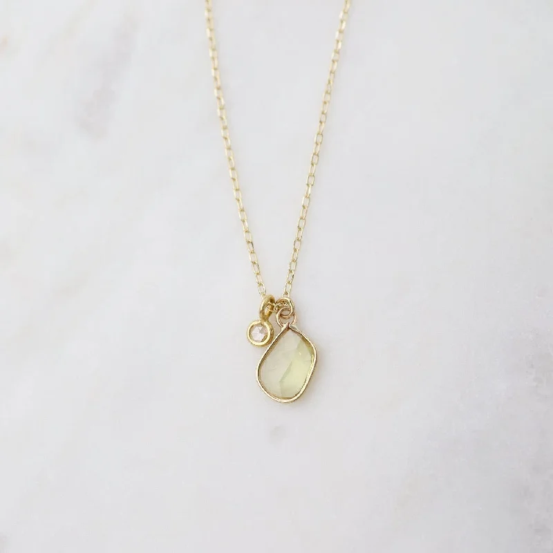 Rose Cut Pale Yellow Sapphire & White Diamond Necklace