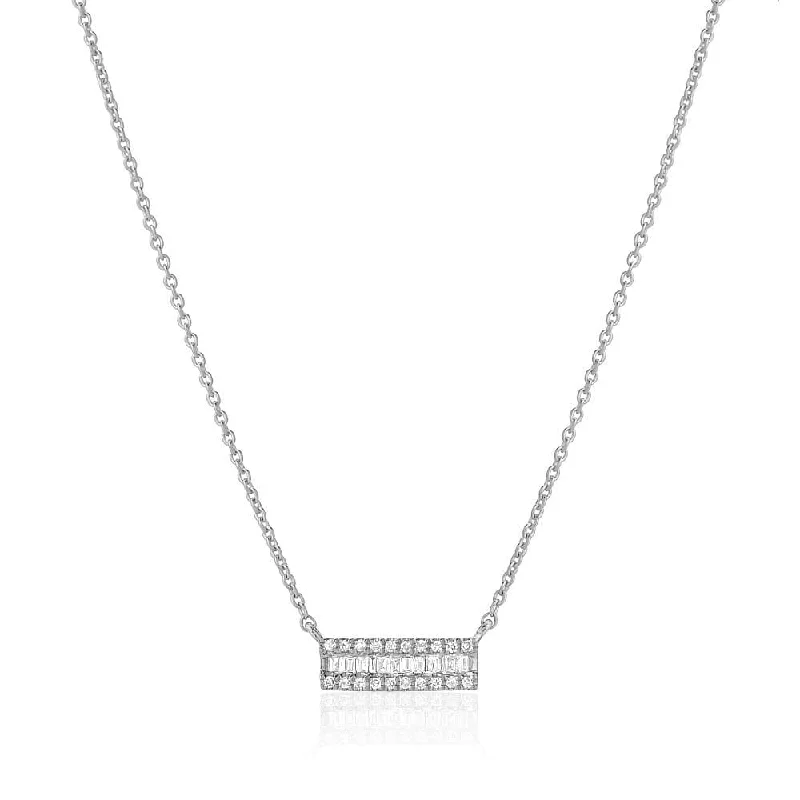 Channel Set Baguette Diamond Bar Necklace