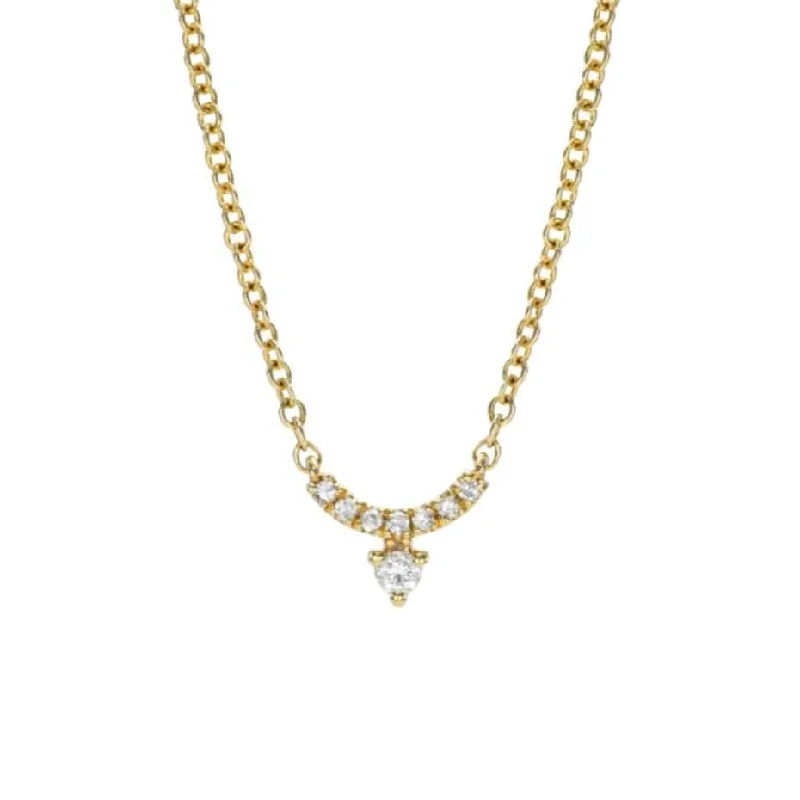 Mini Curve Diamond Bar with Diamond Necklace