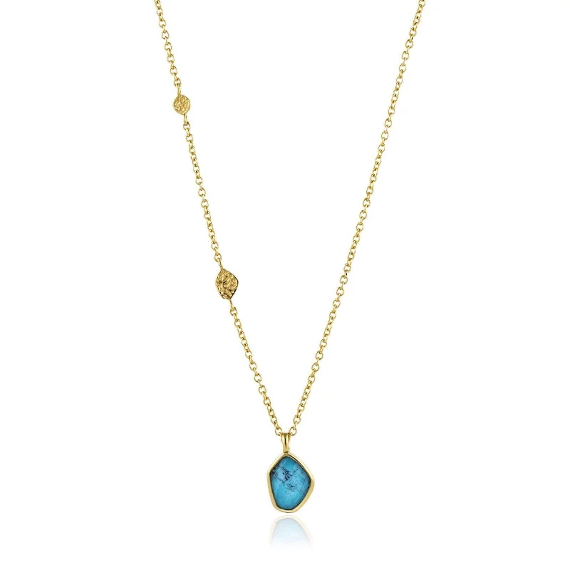 Turquoise Pendant Gold Necklace