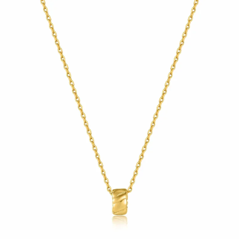 Gold Smooth Twist Pendant Necklace