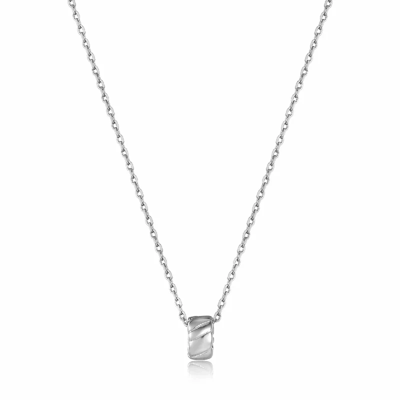 Silver Smooth Twist Pendant Necklace