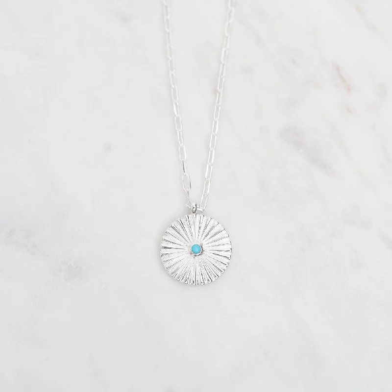 Sterling Silver Disc Pendant with Turquoise