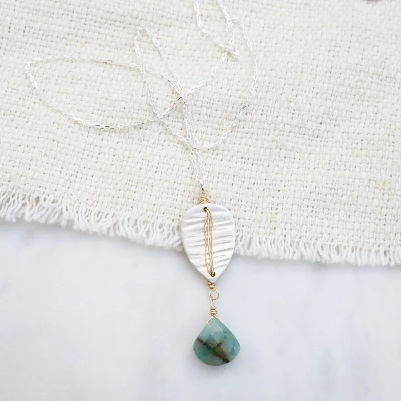 Teardrop Shield with Chrysocolla Drop Pendant Necklace