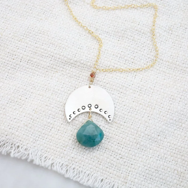 Crescent Shield Pendant with Chrysocolla