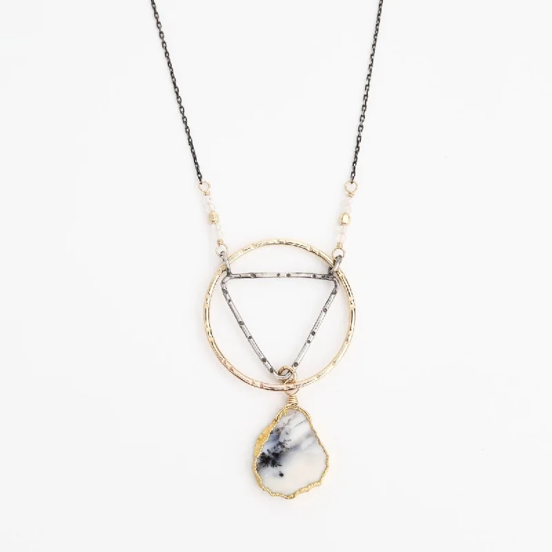 Two Tone Dendrite Opal and Moonstone Pendant