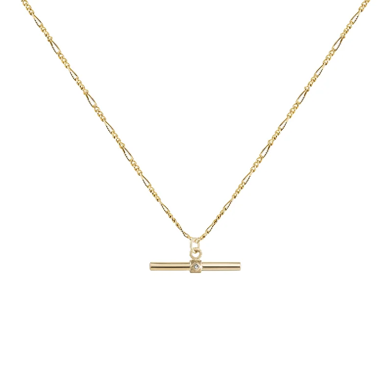 London Heavy Chain with Long Diamond T Bar Necklace