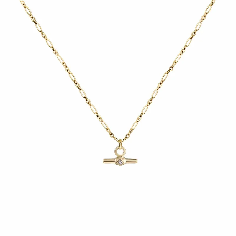 Roma Adjustable Chain Necklace + Diamond Short T Bar Plaque