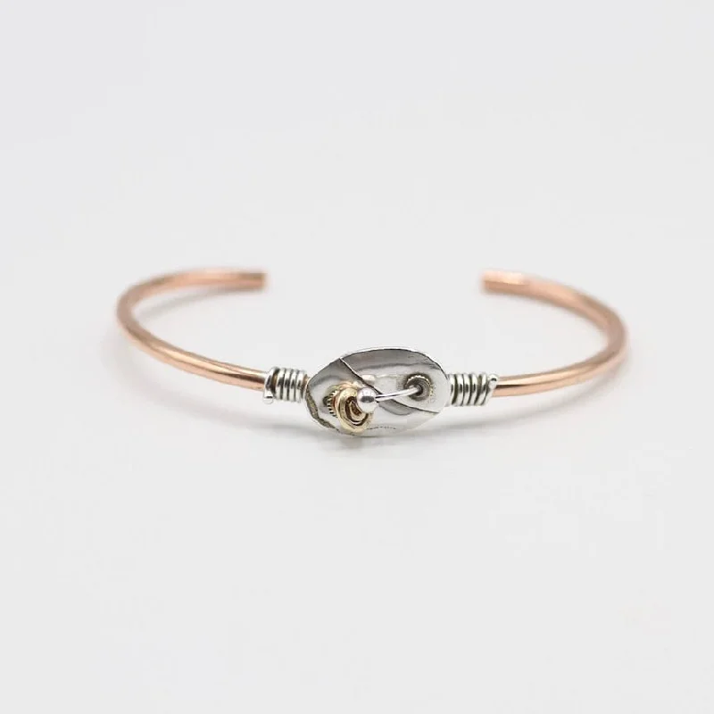 Copper Cuff with Center Sterling Silver Plate Cuff Bracelet