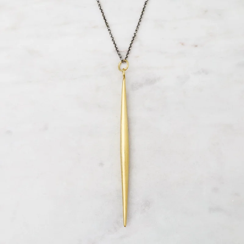 Gold Plated Brass Spike Pendant Necklace