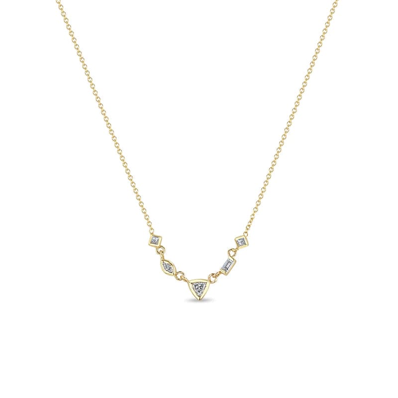 14k 5 Linked Mixed Cut Diamond Necklace