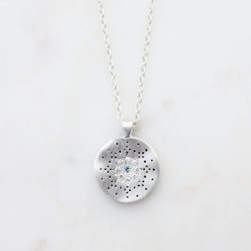 Reflections Pendant in Diamond & Aquamarine