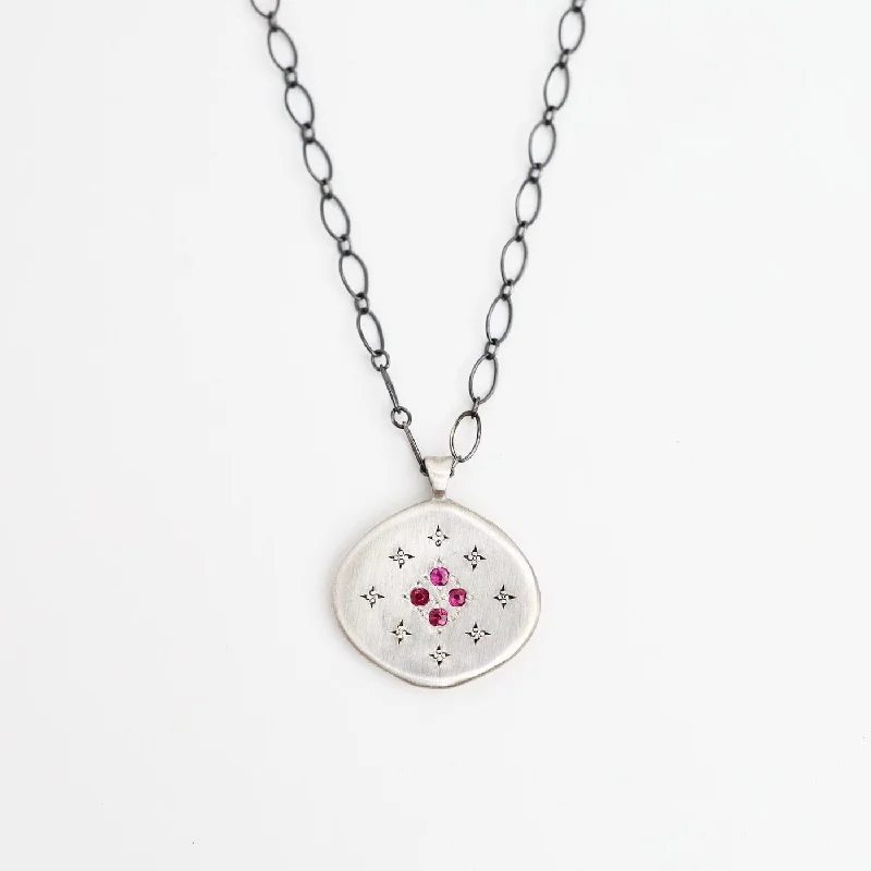 Four Star Silver Lights Pendant with Ruby