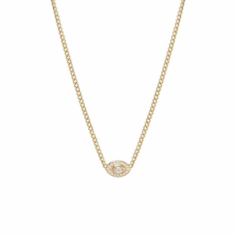 Marquise Diamond Halo Necklace