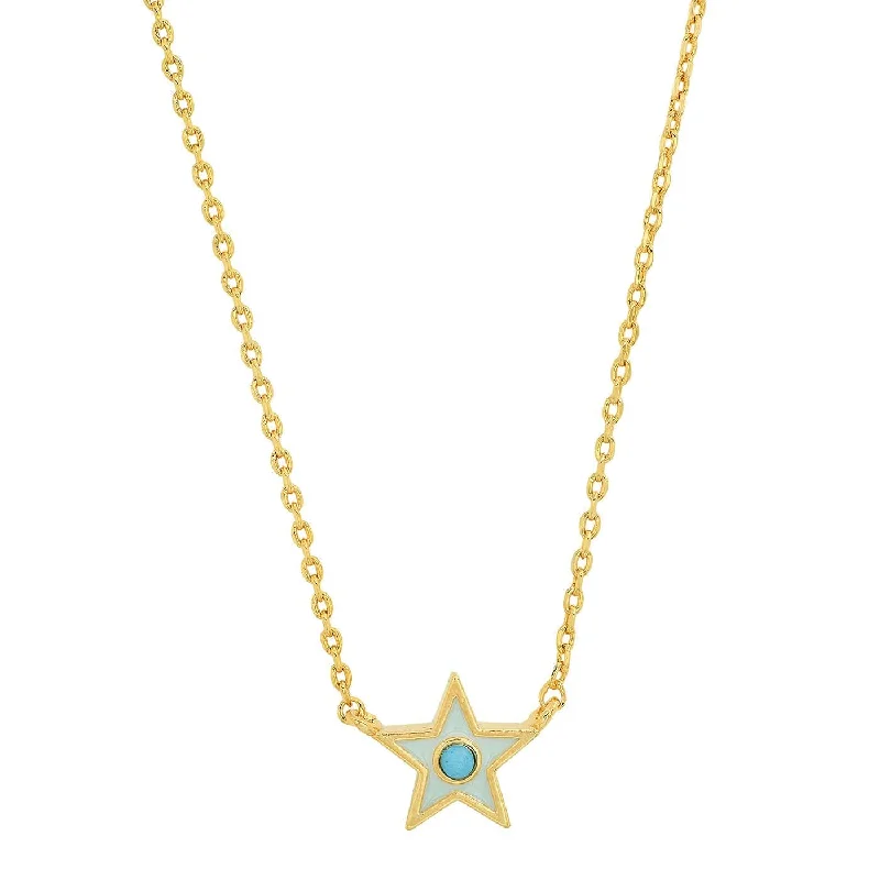 Light Blue Enamel Star Pendant Necklace