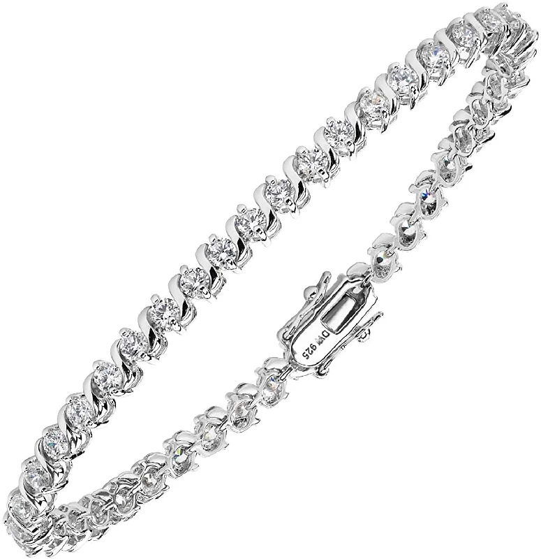 The Men's Jewelry Store (for HER) White CZ Tennis Bracelet, Rhodium Plated Sterling Silver, 7.25"